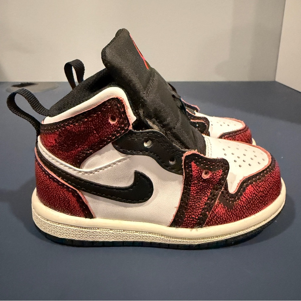 Kids Air Jordan 1 Mid SE Toddler Shoes White Black Orange FB0566 006 Size 5C NEW